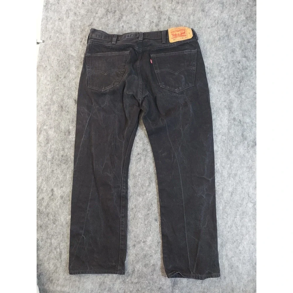 Levis 501 Jeans Mens 36x30 Black Button Fly Straight Classic Denim Tag 38x30‎